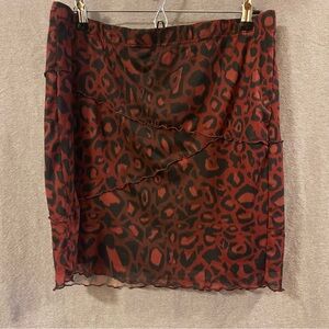 ROMWE Red and Black Leopard Mini Skirt